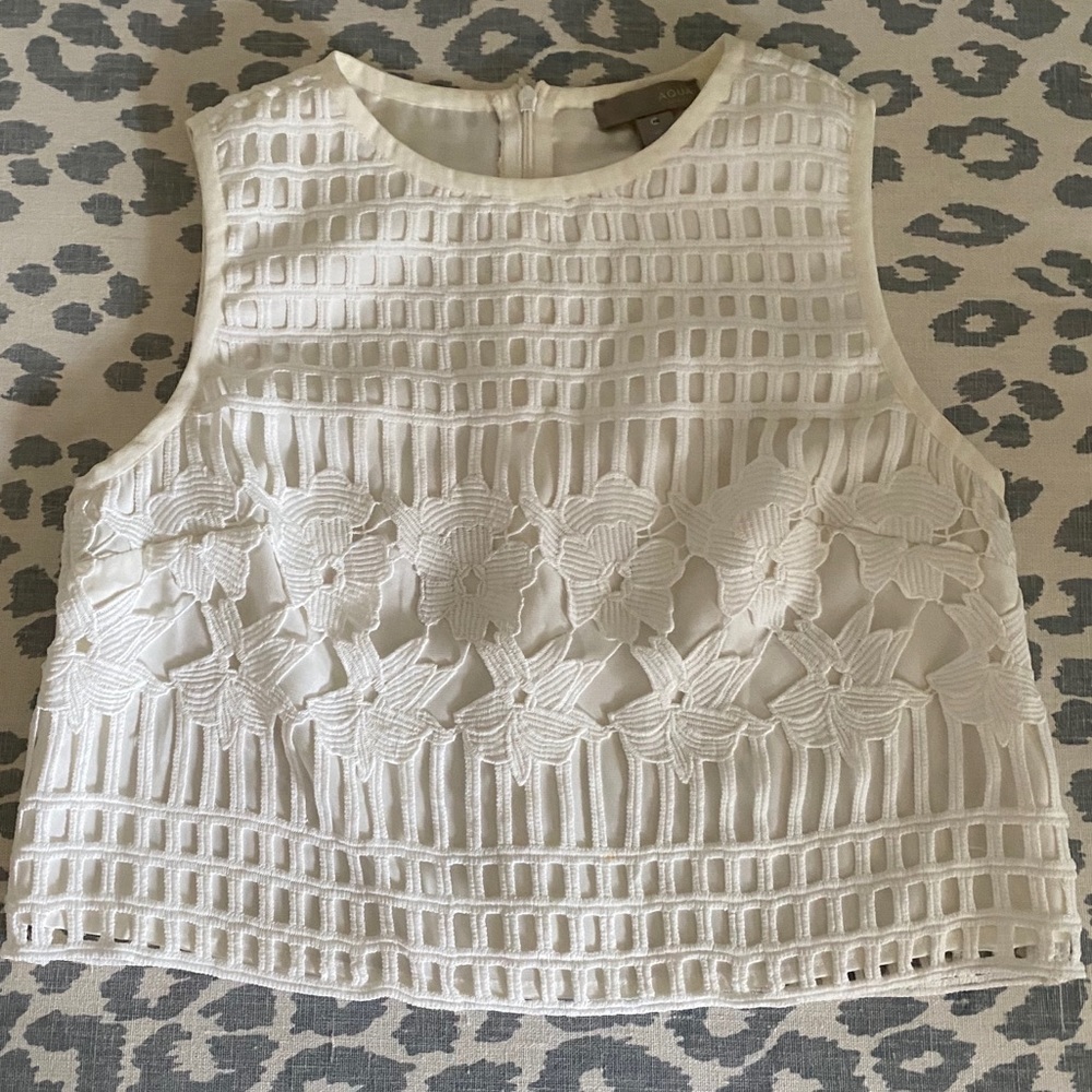 Aqua Capsule White Lace Crop Top